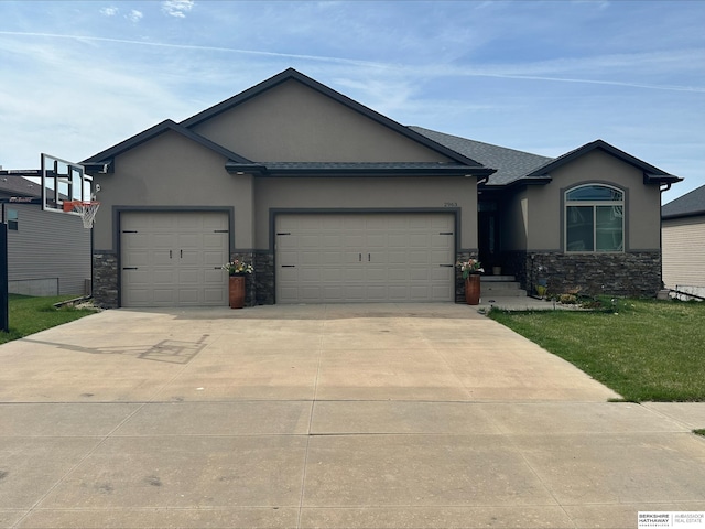 ranch-style home featuring a garage