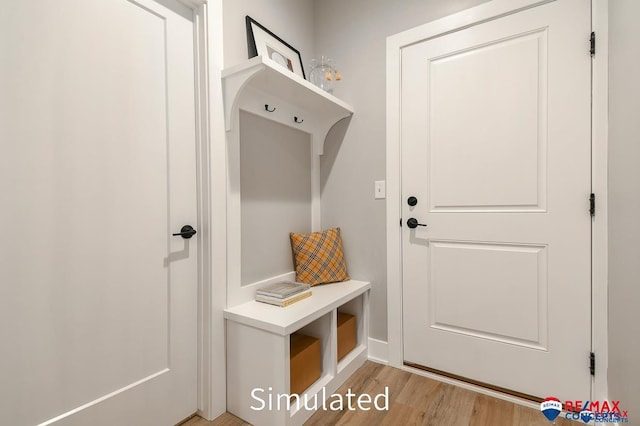 mudroom with light wood-type flooring