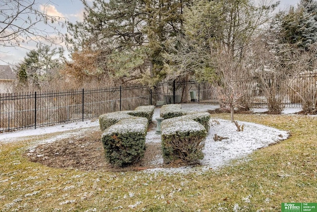 view of yard covered in snow