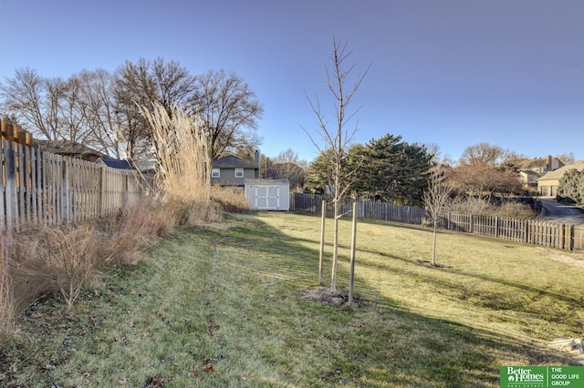 view of yard with a storage unit