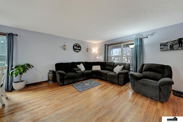 living room featuring light hardwood / wood-style floors