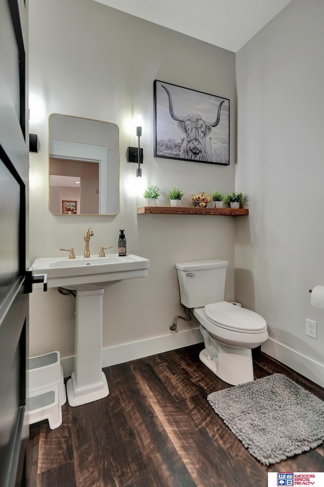 bathroom with wood-type flooring and toilet