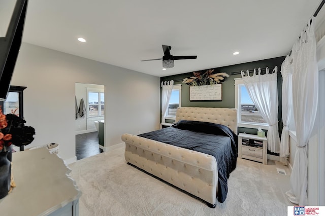 bedroom with carpet and ceiling fan