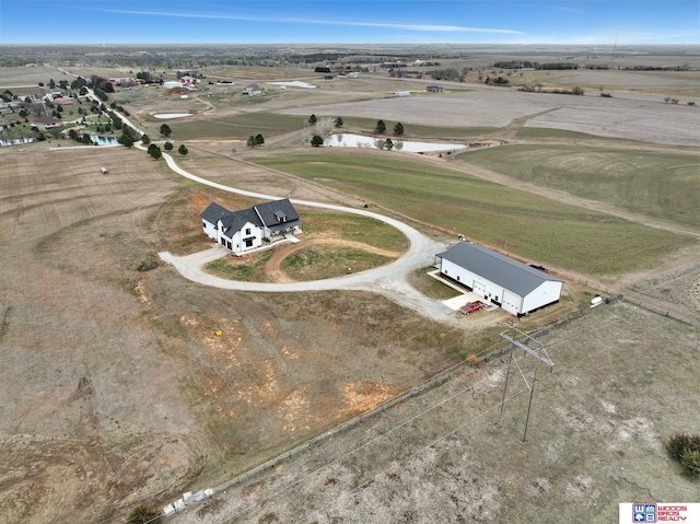 aerial view featuring a rural view