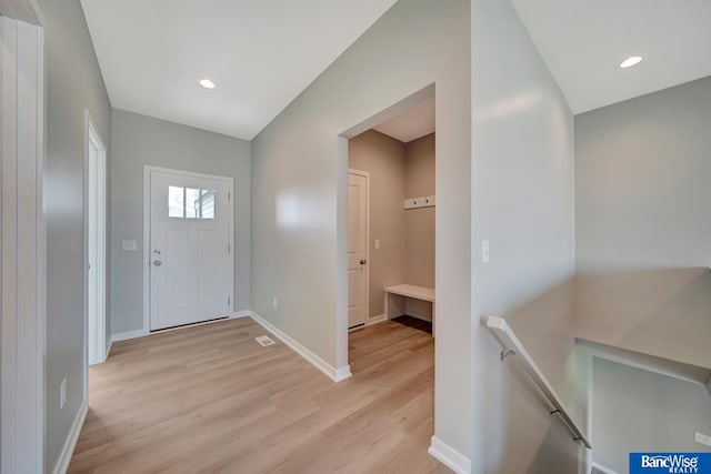 entrance foyer with light hardwood / wood-style flooring