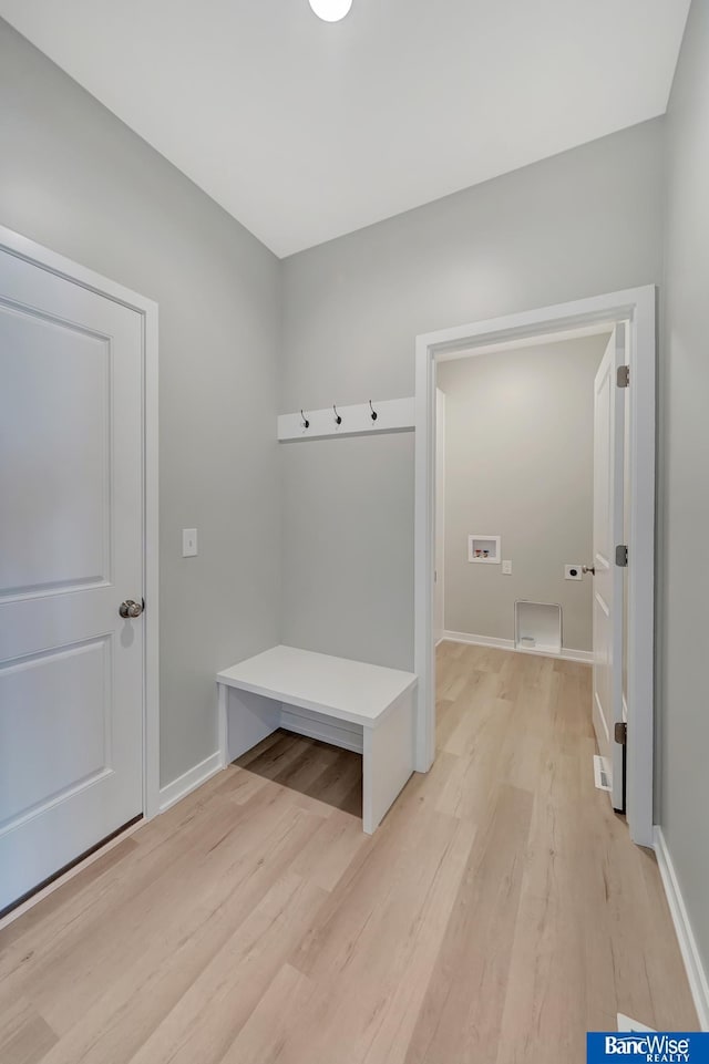 mudroom featuring light hardwood / wood-style floors