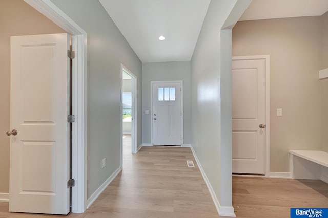 foyer entrance featuring light hardwood / wood-style flooring