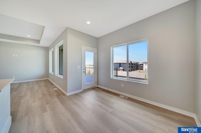 interior space with light hardwood / wood-style floors