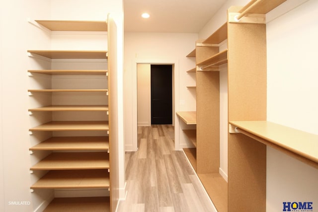 spacious closet with light wood-type flooring