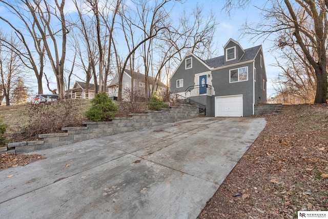 view of front of property with a garage