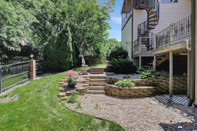 view of yard featuring a deck