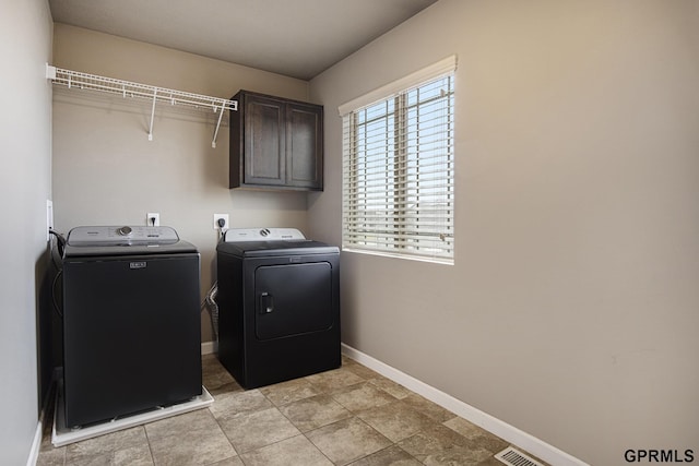 laundry area with cabinets and independent washer and dryer