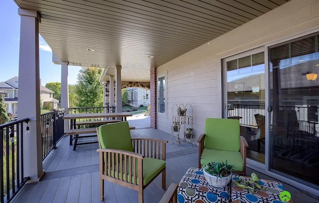 deck featuring a porch