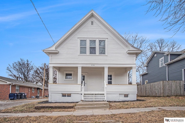 bungalow featuring covered porch