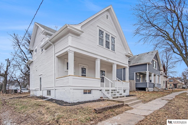 view of front of home with covered porch