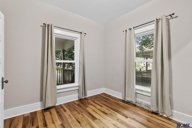 empty room with a wealth of natural light and light wood-type flooring