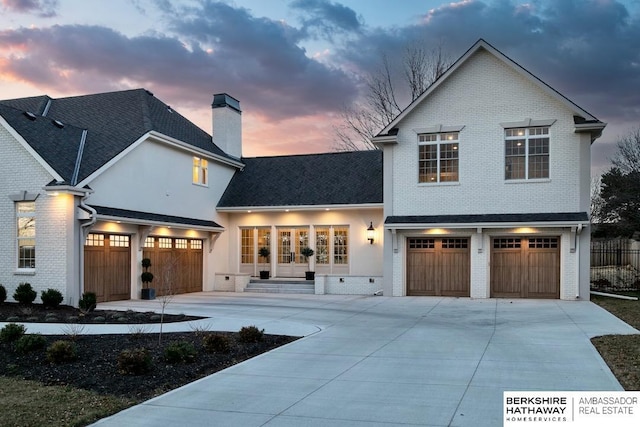 view of front of house with a garage