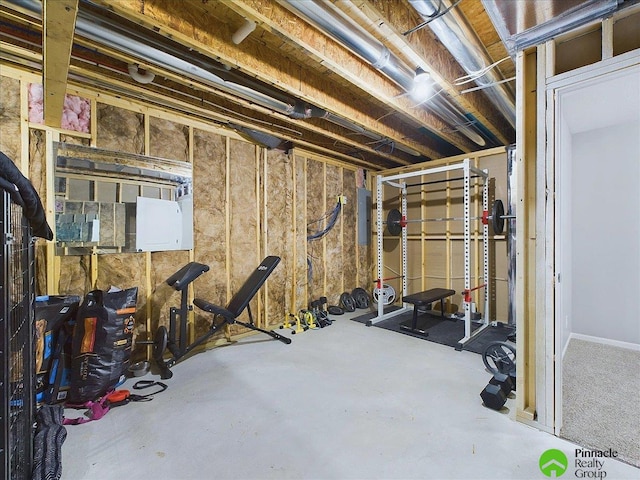 exercise room featuring electric panel