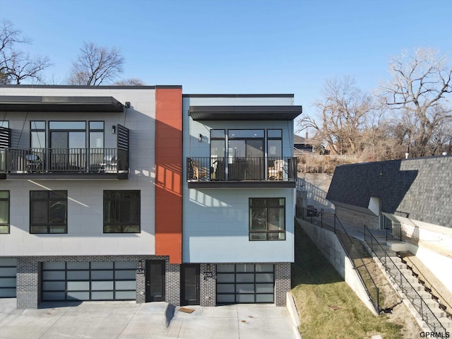 exterior space with a garage