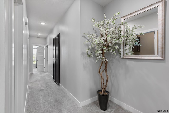 corridor featuring carpet and baseboards