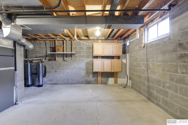 basement with heating unit