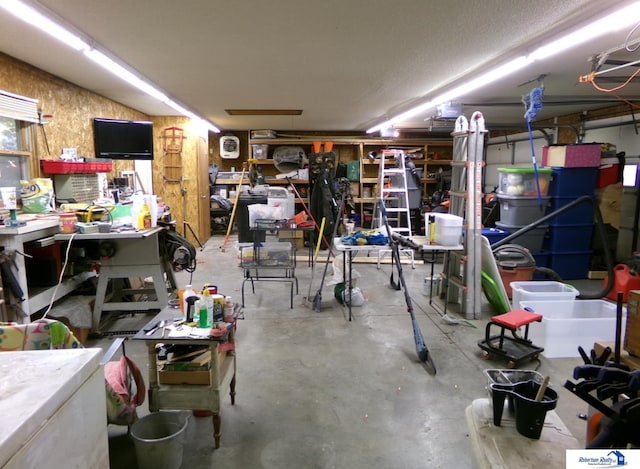 basement featuring a workshop area