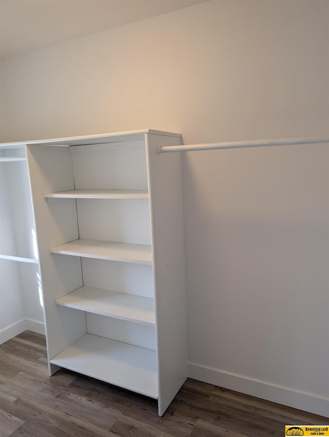 walk in closet featuring dark hardwood / wood-style flooring