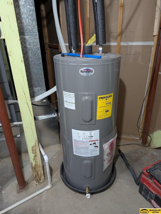 utility room with electric water heater