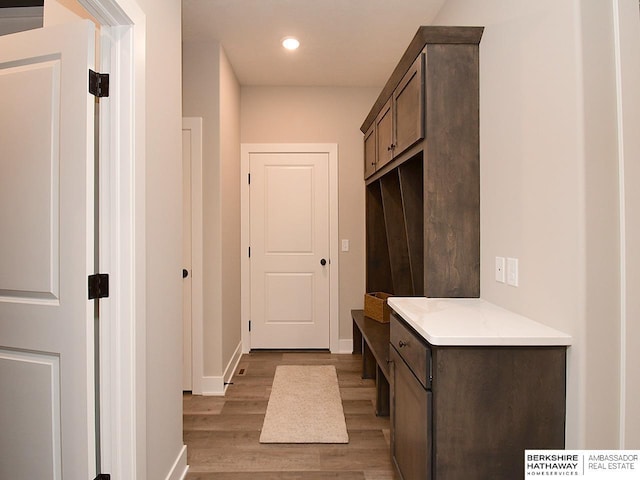 mudroom featuring hardwood / wood-style floors