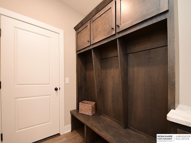 mudroom featuring light hardwood / wood-style flooring