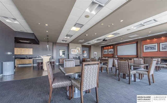 view of carpeted dining room