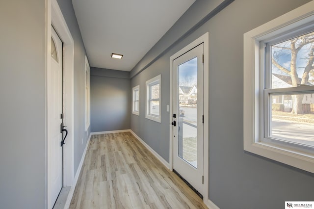 doorway featuring light hardwood / wood-style flooring