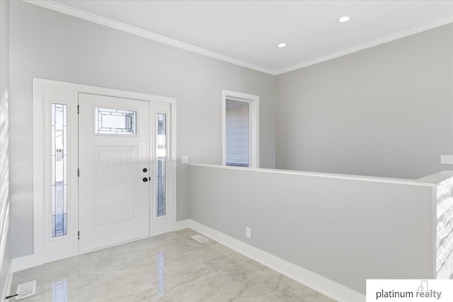 foyer with ornamental molding