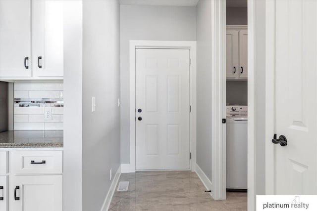 interior space with washer / dryer