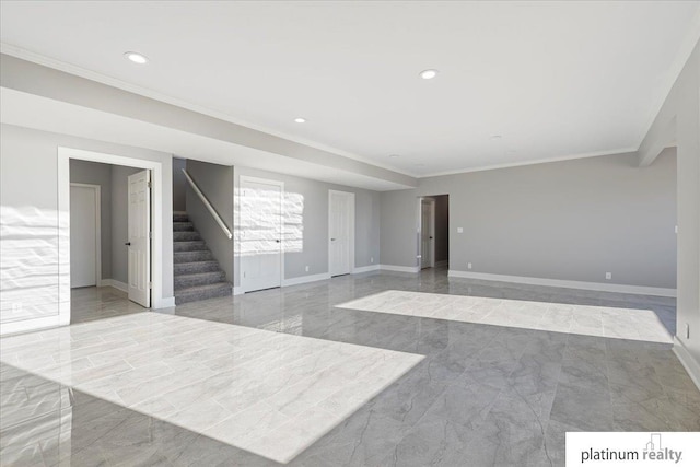 interior space featuring ornamental molding