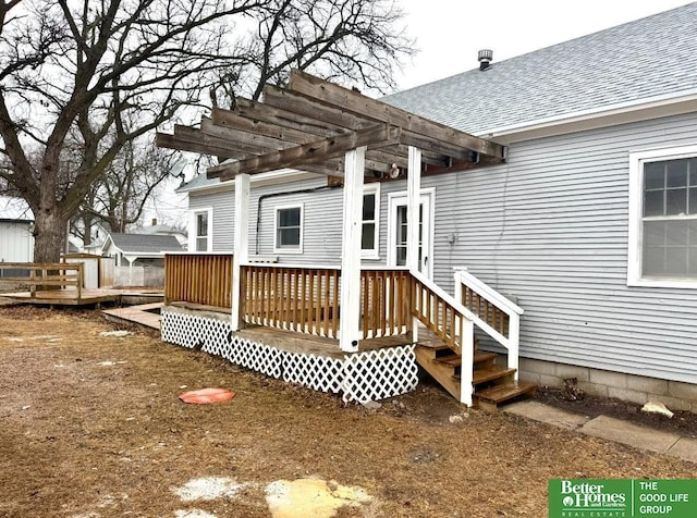 exterior space featuring a pergola