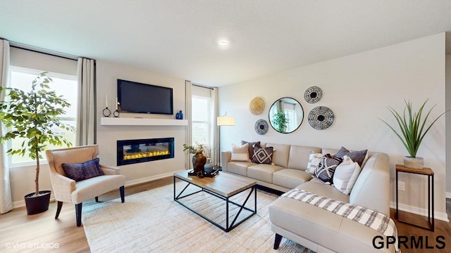 living room featuring light hardwood / wood-style flooring