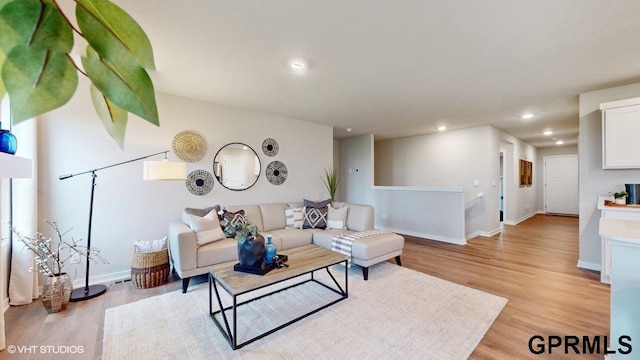 living room featuring light hardwood / wood-style flooring