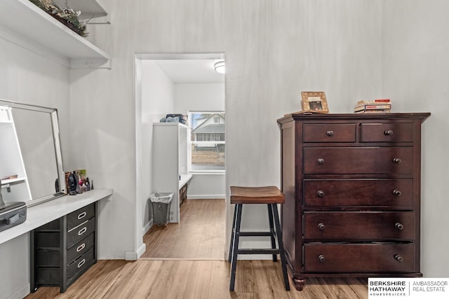 spacious closet featuring light hardwood / wood-style flooring