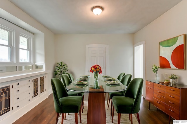 dining space featuring dark hardwood / wood-style flooring