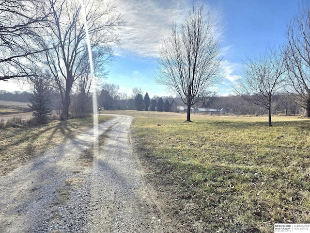 view of street with a rural view