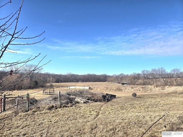 view of yard with a rural view