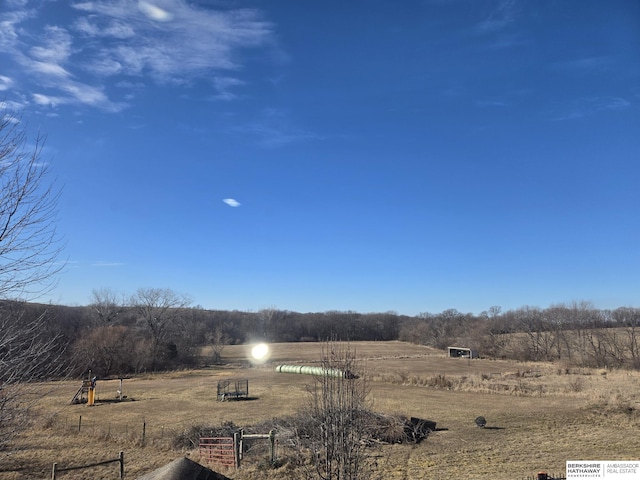 view of yard with a rural view