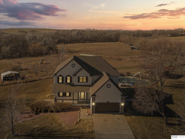 view of front of home with a garage