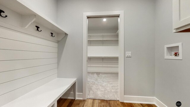 mudroom featuring light hardwood / wood-style flooring