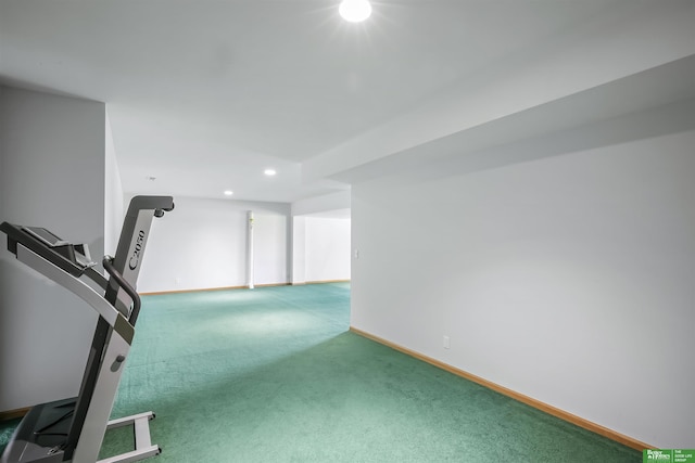 exercise area with carpet flooring