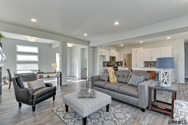 living room with light wood-type flooring