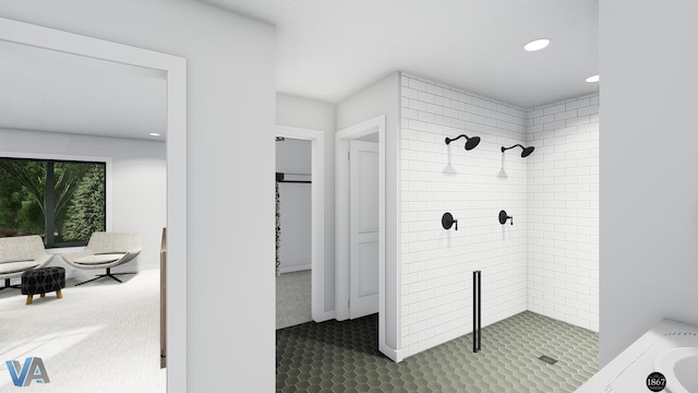 interior space with tiled shower