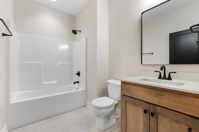 full bathroom with vanity, shower / bath combination, and toilet