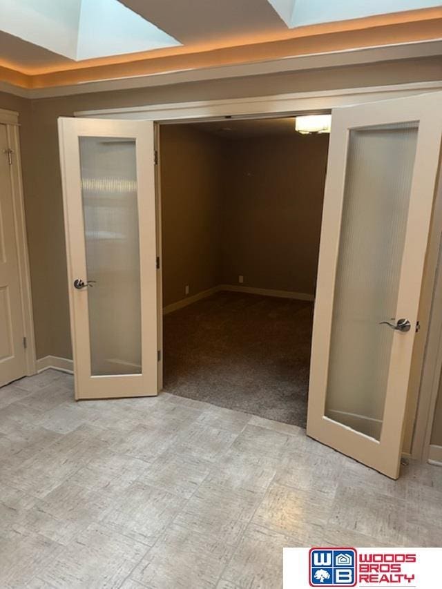 basement with french doors